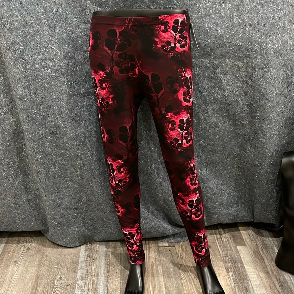 NEW La Lviv WOMENS Plus Size Pink Red Stretch Waist Legging Pants SOFT